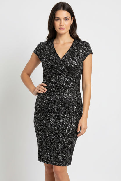 St. John Stylish Black Dress with Textured Pattern-DRESS-M-black-Used-Gazelle Fashion and Style