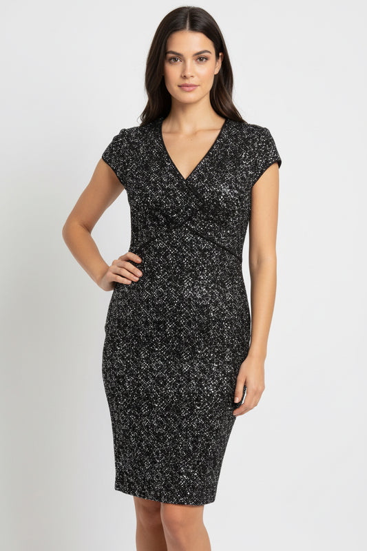 St. John Stylish Black Dress with Textured Pattern-DRESS-M-black-Used-Gazelle Fashion and Style