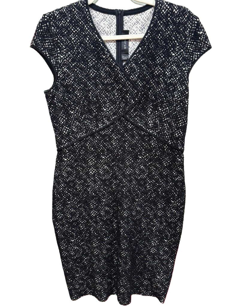 St. John Stylish Black Dress with Textured Pattern-DRESS-Gazelle Fashion and Style