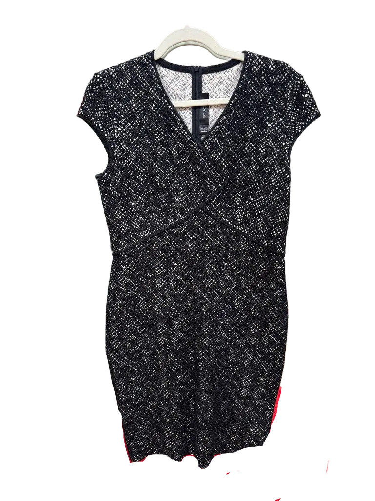 St. John Stylish Black Dress with Textured Pattern-DRESS-Gazelle Fashion and Style