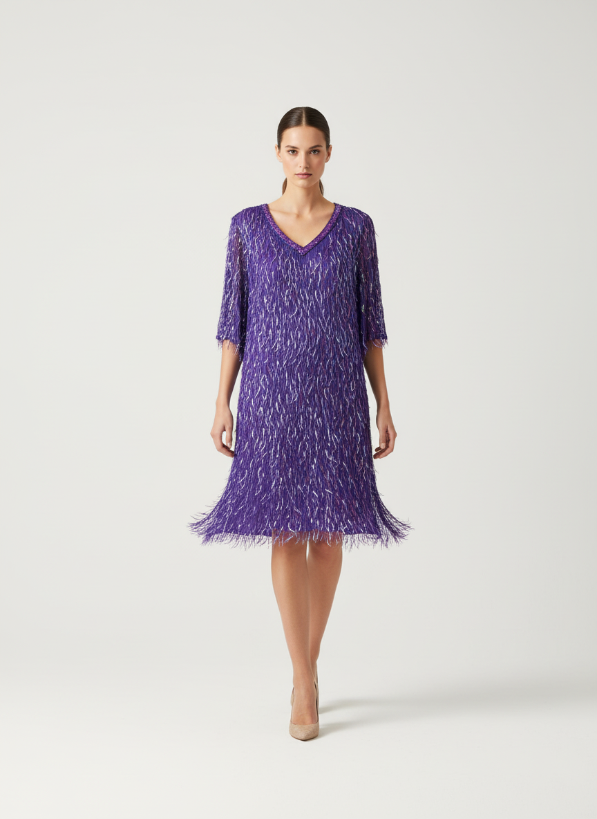 Purple Sequined Dress-DRESS-Gazelle Fashion and Style