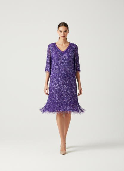 Purple Sequined Dress-DRESS-Gazelle Fashion and Style