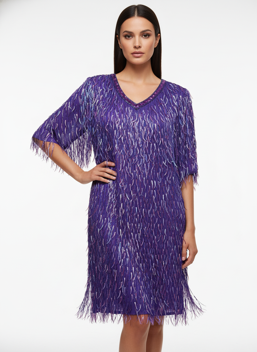 Purple Sequined Dress-DRESS-Gazelle Fashion and Style