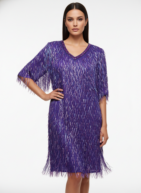 Purple Sequined Dress-DRESS-Gazelle Fashion and Style