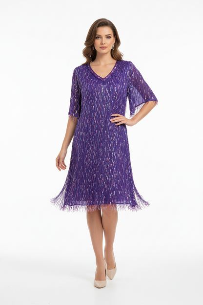 Interlude California Purple Sequined Dress-DRESS-Gazelle Fashion and Style