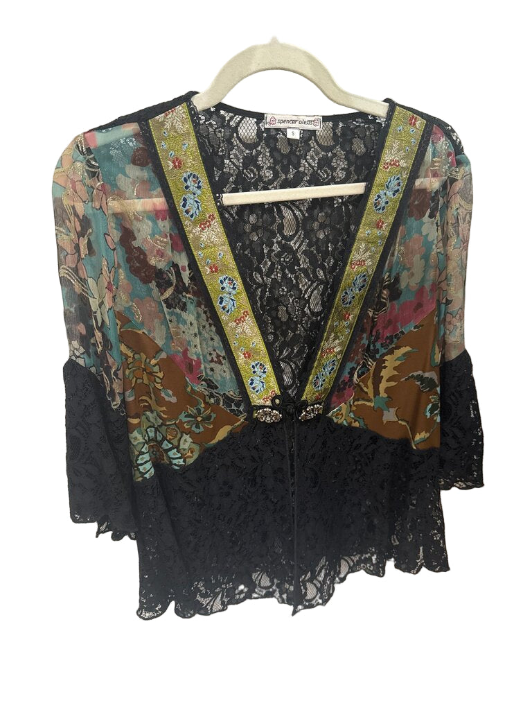 Spencer Alexis Floral Lace Kimono Top-TOPS-Gazelle Fashion and Style