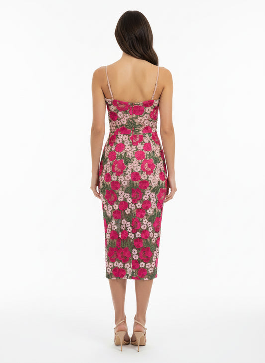 Floral Embroidered Midi Dress-DRESS-Gazelle Fashion and Style
