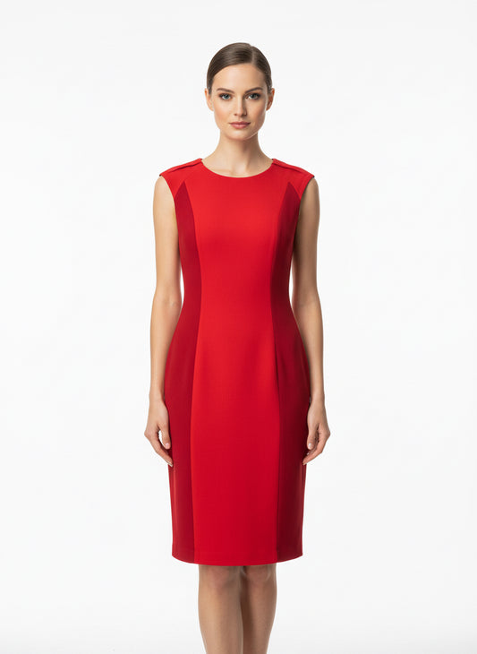 Shades of Grey Red Cap-Sleeve Midi Dress-DRESS-Gazelle Fashion and Style