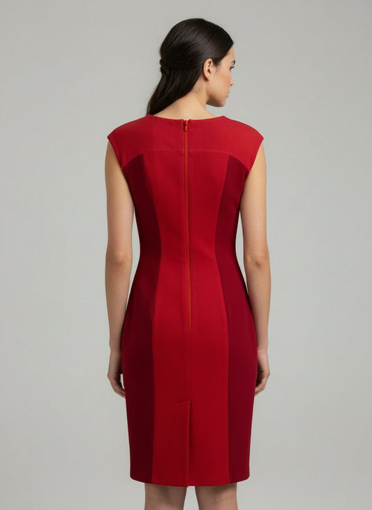 Shades of Grey Red Cap-Sleeve Midi Dress-DRESS-Gazelle Fashion and Style