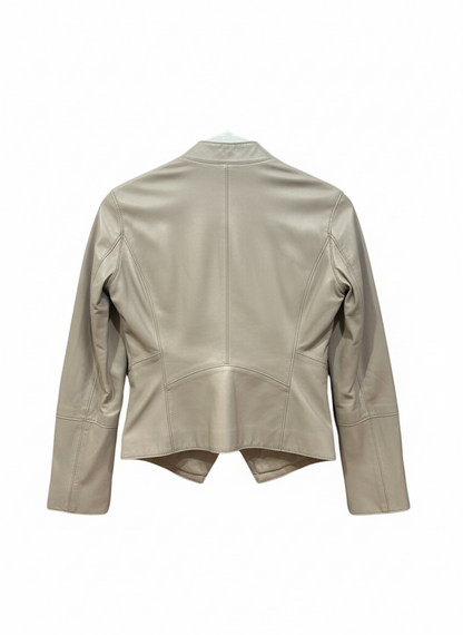 St. John Women's Beige Leather Jacket-JACKETS-Gazelle Fashion and Style
