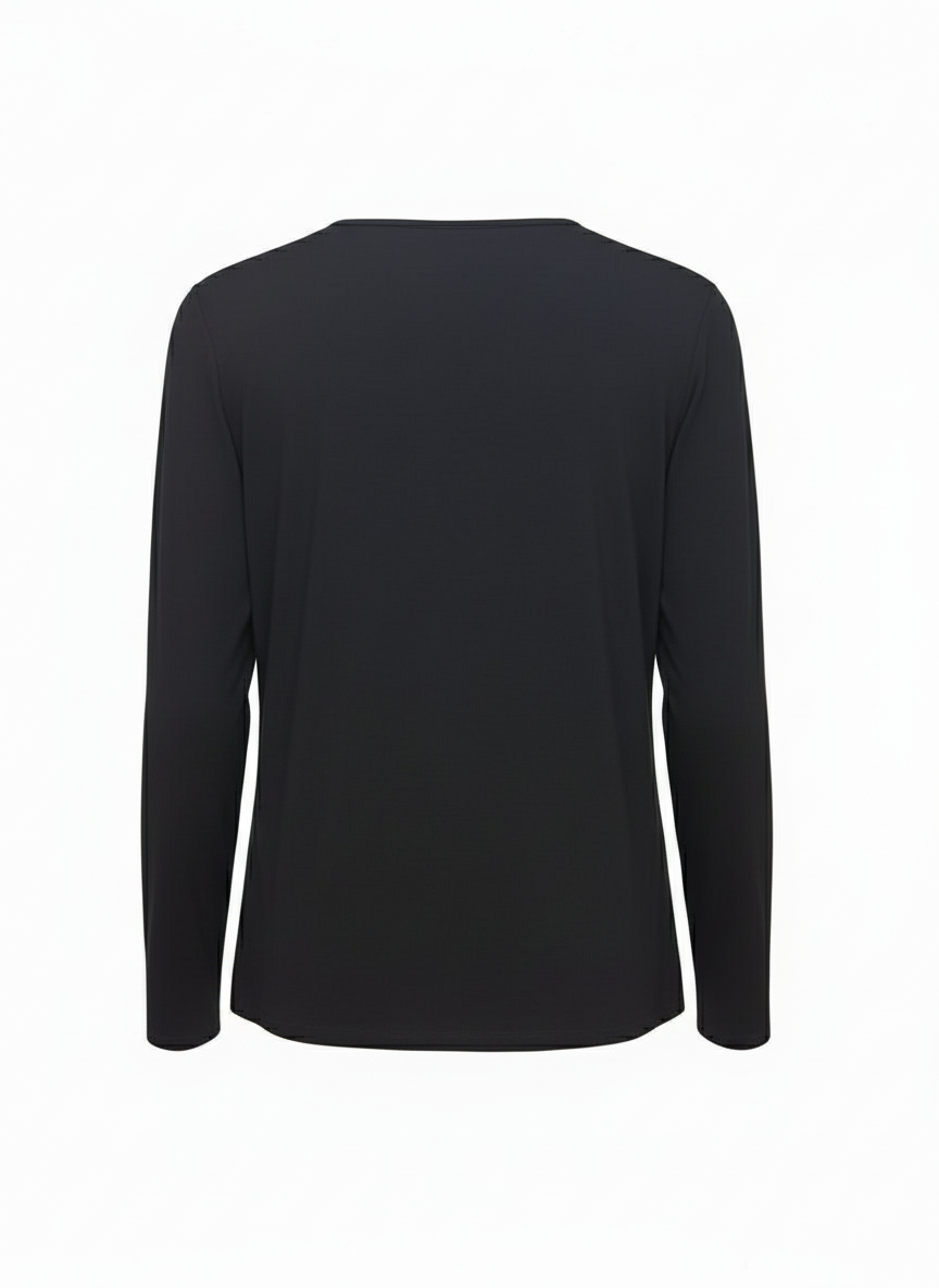 Lafayette Black Long Sleeve Top with Contrast Stitching-TOPS-Gazelle Fashion and Style