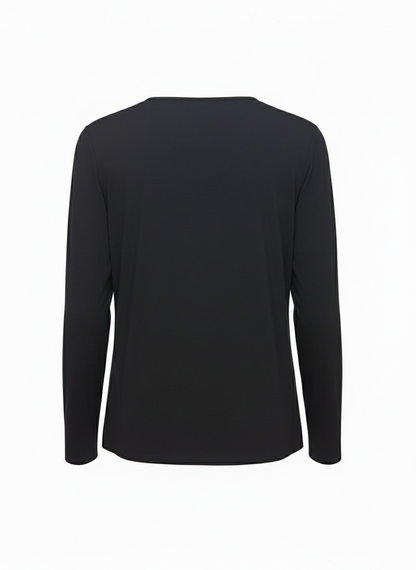 Lafayette Black Long Sleeve Top with Contrast Stitching-TOPS-Gazelle Fashion and Style