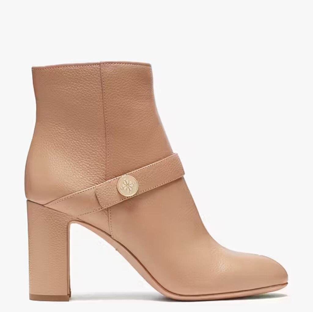 Kate Spade New York Pebbled Leather Beige Heeled Ankle Boots-SHOES-Gazelle Fashion and Style
