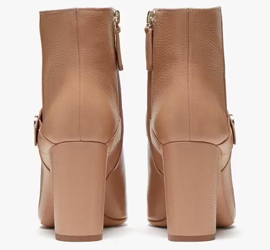 Kate Spade New York Pebbled Leather Beige Heeled Ankle Boots-SHOES-Gazelle Fashion and Style