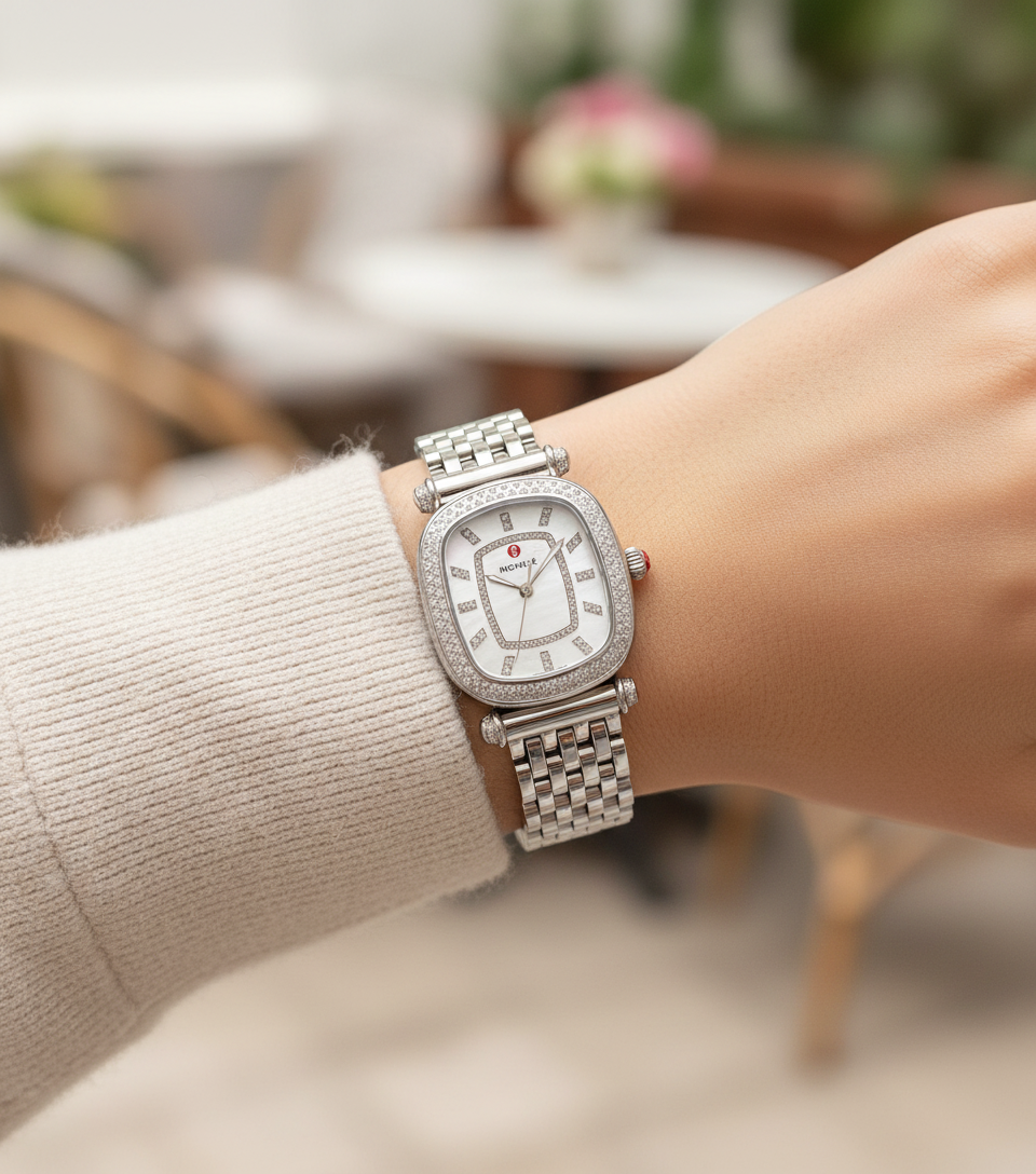 Michele Women's Caber Isle Quartz Watch with Diamond Accents-WATCH-Gazelle Fashion and Style