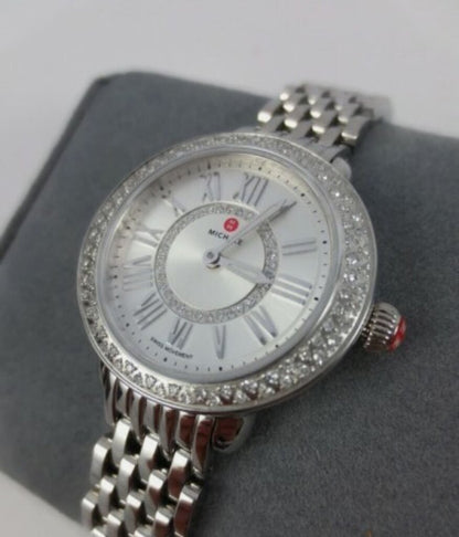 Michele Serein 12 Small Petite Silver Diamond Watch-WATCH-27.5mm-silver-Used-Gazelle Fashion and Style