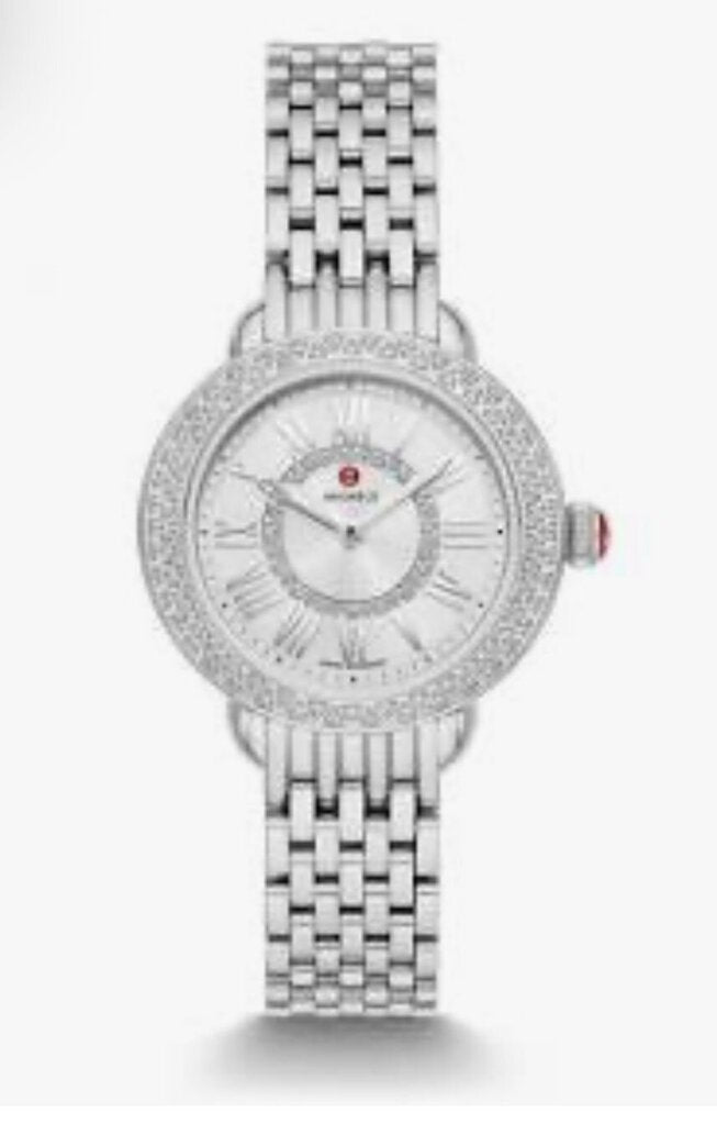 Michele Serein 12 Small Petite Silver Diamond Watch-WATCH-Gazelle Fashion and Style