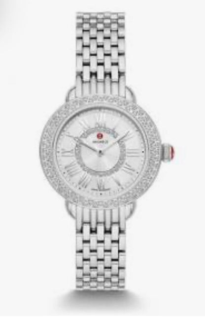 Michele Serein 12 Small Petite Silver Diamond Watch-WATCH-Gazelle Fashion and Style