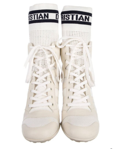 Christian Dior Leather Printed Lace-Up Boots-SHOES-Gazelle Fashion and Style