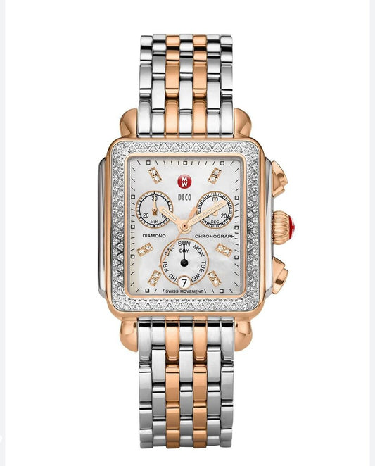 Michael Kors Deco Two- Tone Rose Gold Diamond Chronograph Watch-WATCH-Gazelle Fashion and Style