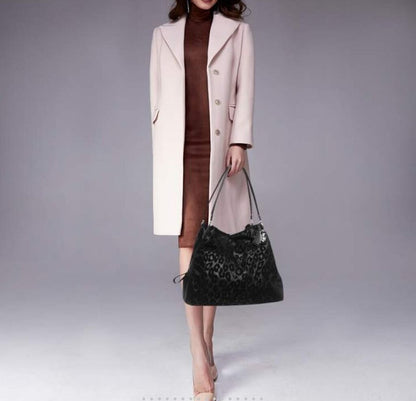 Coach Black Leopard Print Leather and Fabric Edie Handbag-HANDBAGS-Gazelle Fashion and Style