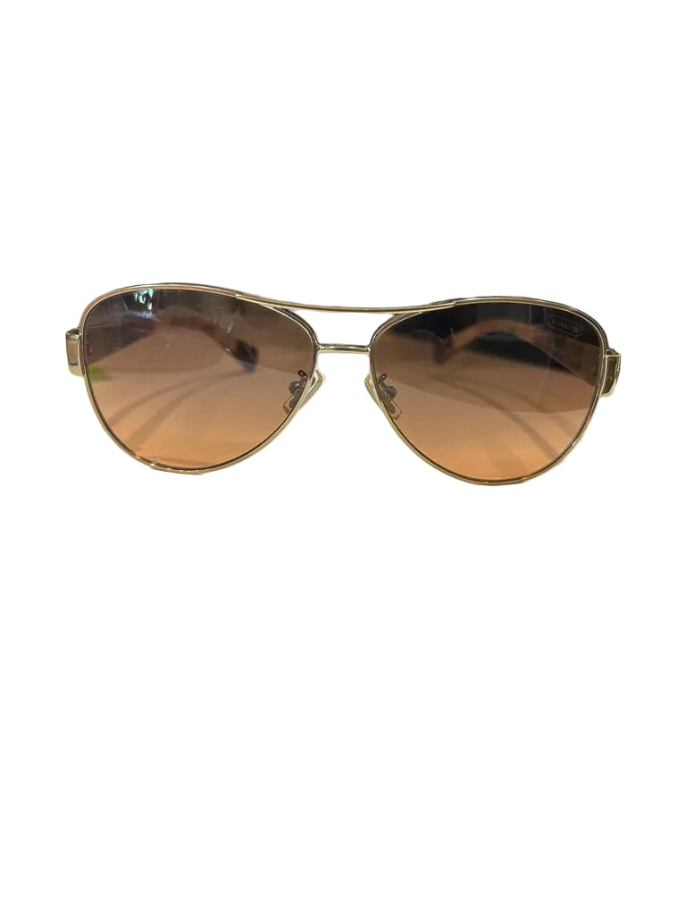 Coach Gold and Brown Aviator Sunglasses-SUNGLASSES-Gold/Brown-Used-Gazelle Fashion and Style