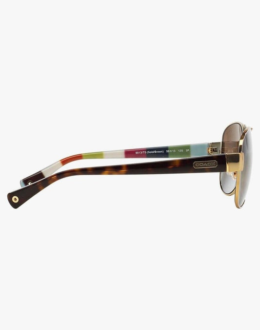 Coach Gold and Brown Aviator Sunglasses-SUNGLASSES-Gazelle Fashion and Style