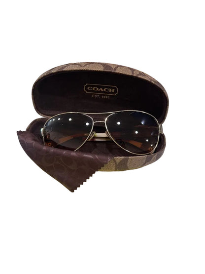 Coach Gold and Brown Aviator Sunglasses-SUNGLASSES-Gazelle Fashion and Style