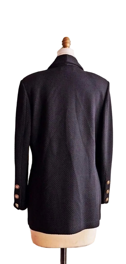 St. John Waffle Knit Jacket With Gold Buttons-JACKETS-Gazelle Fashion and Style