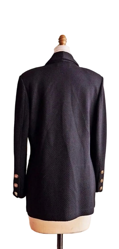 St. John Waffle Knit Jacket With Gold Buttons-JACKETS-Gazelle Fashion and Style