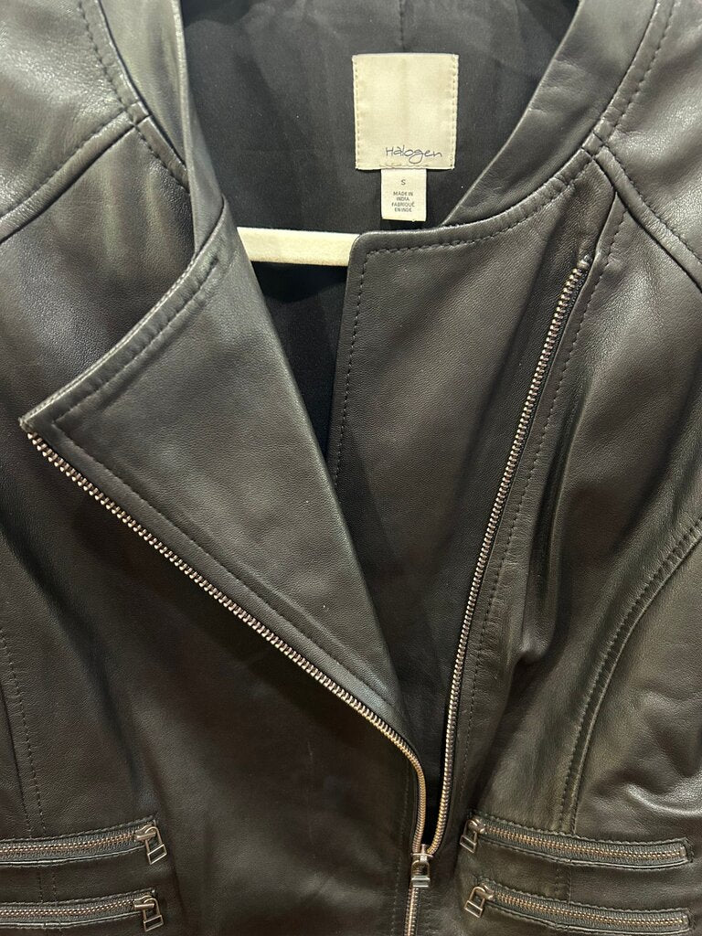 Halogen Women's Black Leather Jacket-JACKETS-Gazelle Fashion and Style