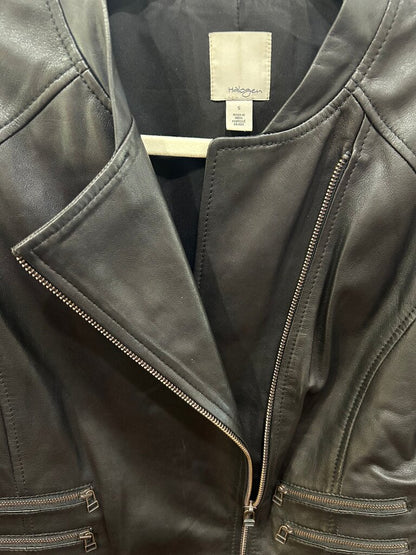 Halogen Women's Black Leather Jacket-JACKETS-Gazelle Fashion and Style