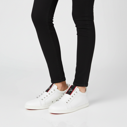 Christian Louboutin White Leather Sneaker with Studs $325-SNEAKER-Gazelle Fashion and Style