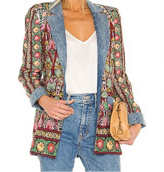 Alice + Olivia Floral Pattern Blazer-BLAZER-M-multicolor-Used-Gazelle Fashion and Style