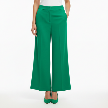 Alice + Olivia Green Wide Leg Trousers-PANTS-Gazelle Fashion and Style
