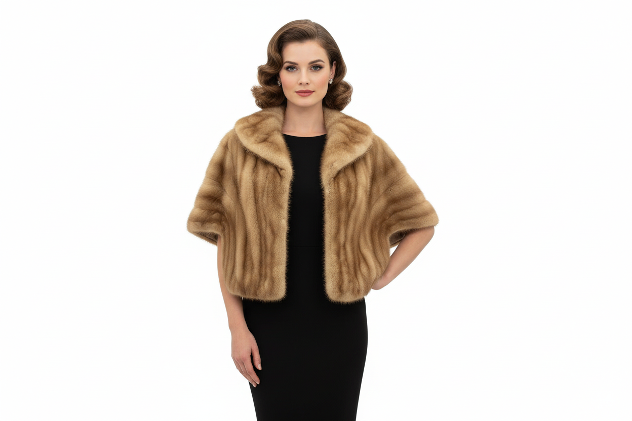 Kaisers Custom Made Fur Shrug-JACKETS-Brown-Used-Gazelle Fashion and Style