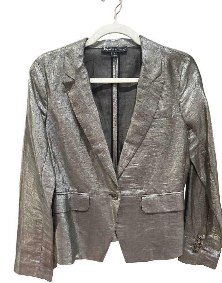 Elizabeth and James Metallic Blazer-JACKETS-4-silver-Used-Gazelle Fashion and Style
