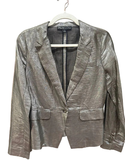 Elizabeth and James Metallic Blazer-JACKETS-4-silver-Used-Gazelle Fashion and Style