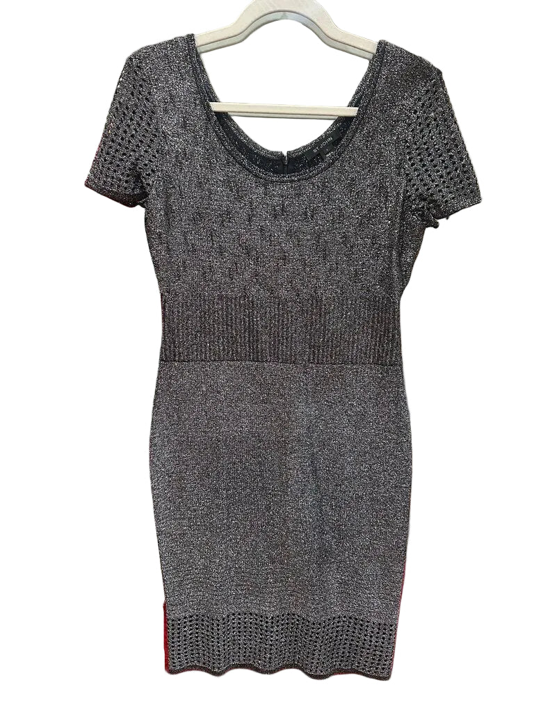 St John Collection Metallic Plaited Mixed Knit Dress-DRESS-Gazelle Fashion and Style