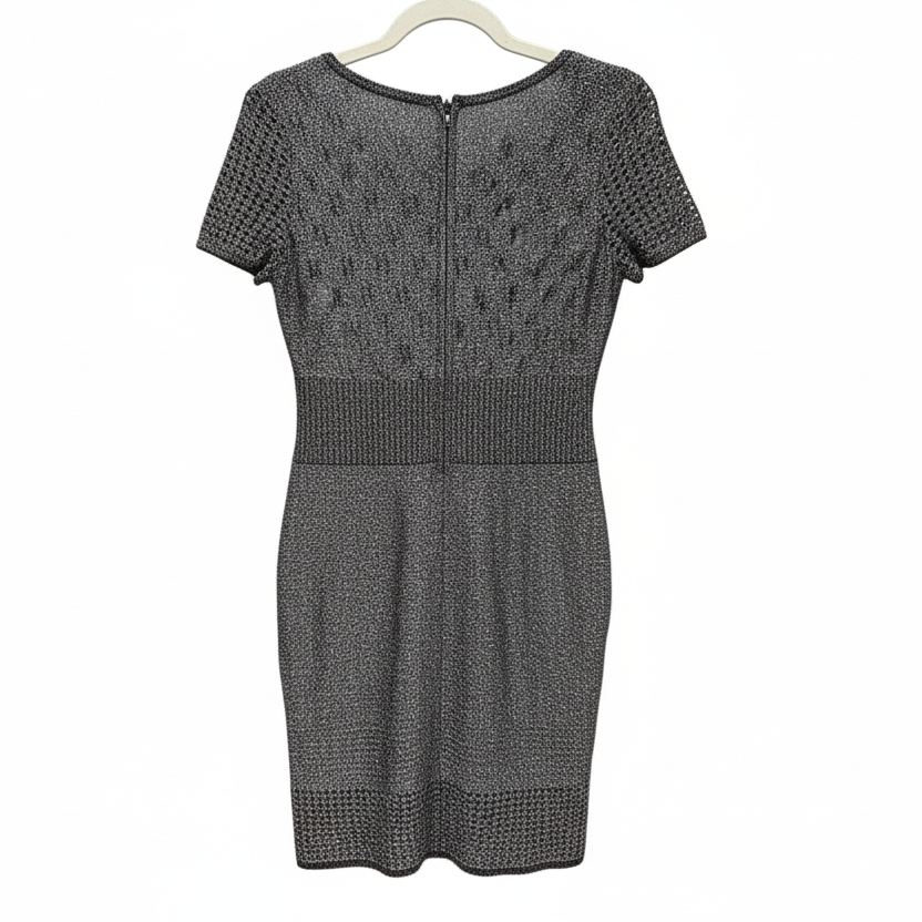 St John Collection Metallic Plaited Mixed Knit Dress-DRESS-Gazelle Fashion and Style