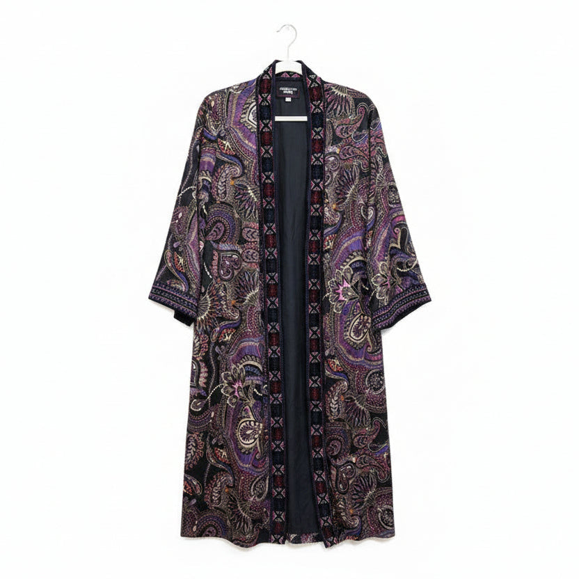 Johnny Was Paisley Kimono with Embroidered Trim-TOPS-M-multicolor-Used-Gazelle Fashion and Style