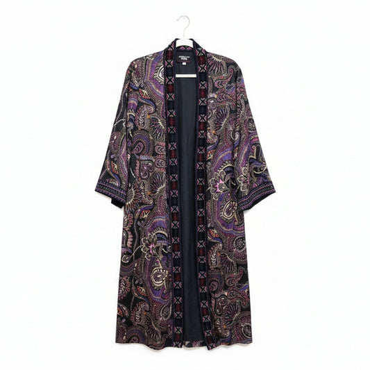 Johnny Was Paisley Kimono with Embroidered Trim-TOPS-M-multicolor-Used-Gazelle Fashion and Style