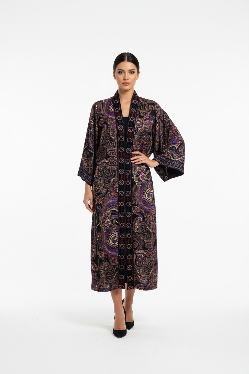 Johnny Was Paisley Kimono with Embroidered Trim-TOPS-Gazelle Fashion and Style