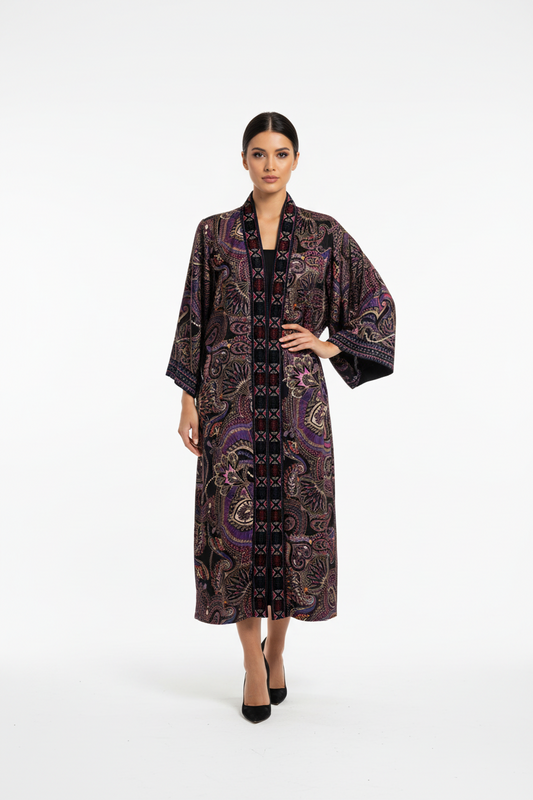 Johnny Was Paisley Kimono with Embroidered Trim-TOPS-Gazelle Fashion and Style