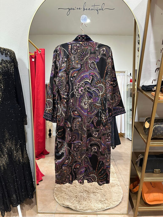 Johnny Was Paisley Kimono with Embroidered Trim-TOPS-Gazelle Fashion and Style
