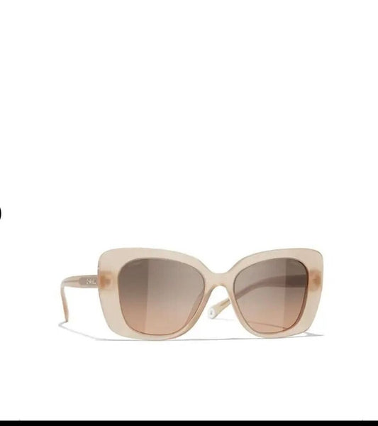 Chanel Cat Eye Sunglasses-SUNGLASSES-beige-Used-Gazelle Fashion and Style