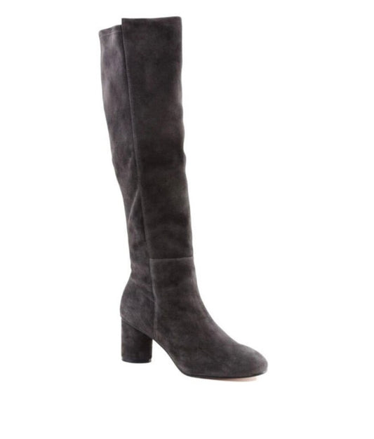 Stuart Weitzman Gray Over-the-Knee Block Heel Boots-SHOES-8-gray-Used-Gazelle Fashion and Style