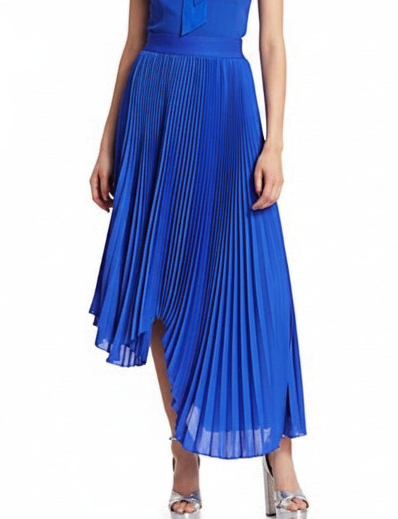 Alice + Olivia Pleated Blue Midi Skirt-SKIRT-6-blue-Used-Gazelle Fashion and Style