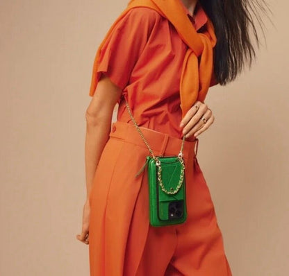 Bandolier Green Phone Case and Card Holder. Size 16 pro Max-CROSSBODY-Gazelle Fashion and Style