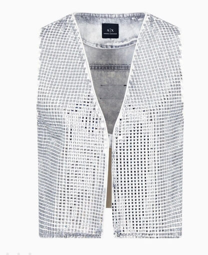Armani Exchange Silver Studded Vest-VEST-L/27-silver-Used-Gazelle Fashion and Style